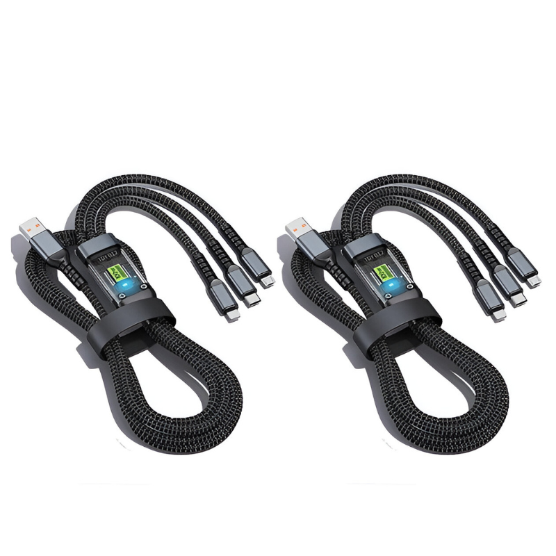 🔋 ChargeLine™ 1+1 GRATIS 100 W universelt 3-i-1 hurtigopladerkabel