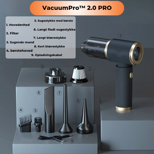 🌀 VacuumPro™ – Kompakt kraft – støvsug hvor som helst med lethed.