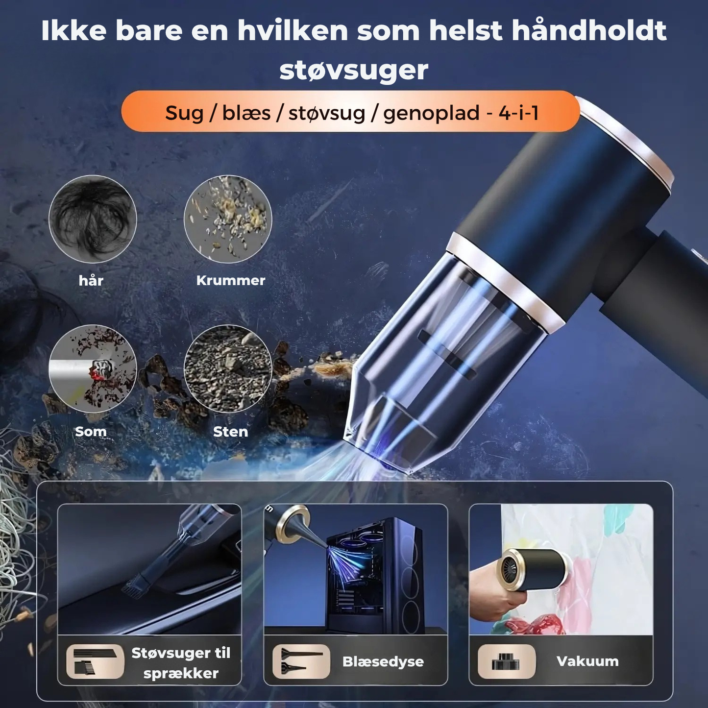 🌀 VacuumPro™ – Kompakt kraft – støvsug hvor som helst med lethed.