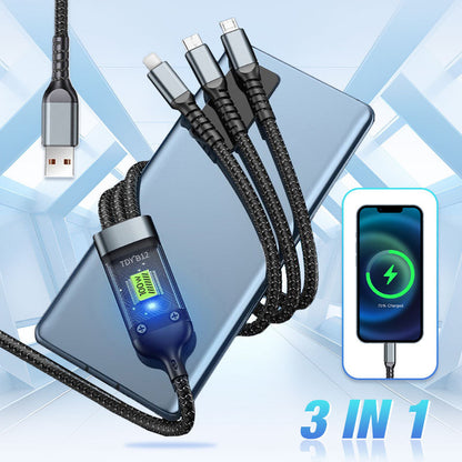 🔋 ChargeLine™ 1+1 GRATIS 100 W universelt 3-i-1 hurtigopladerkabel