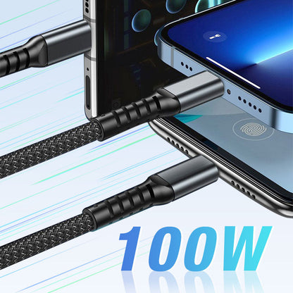 🔋 ChargeLine™ 1+1 GRATIS 100 W universelt 3-i-1 hurtigopladerkabel