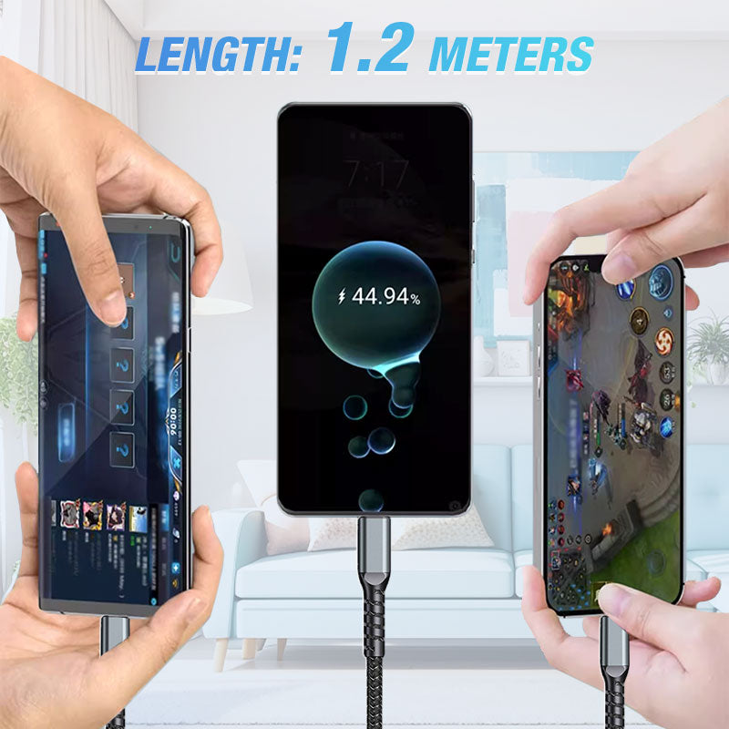 🔋 ChargeLine™ 1+1 GRATIS 100 W universelt 3-i-1 hurtigopladerkabel