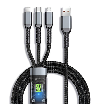 🔋 ChargeLine™ 1+1 GRATIS 100 W universelt 3-i-1 hurtigopladerkabel